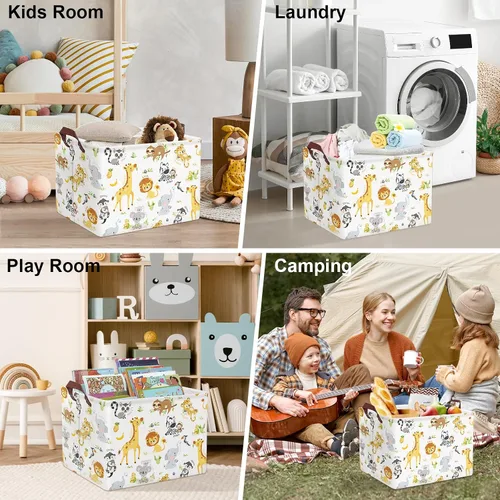 Vista 7 de Clastyle Cesta rectangular de almacenamiento para bebé, grande, plegable, para juguetes, cuarto del bebé, aula, libros, estantería, toalla de ducha