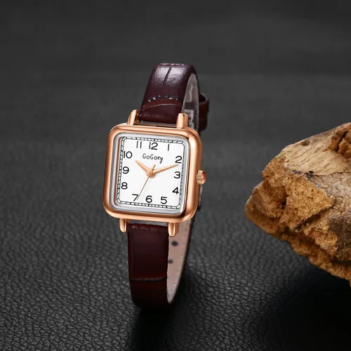 Vista 4 de Avaner Reloj cuadrado para mujer, reloj de pulsera de cuarzo con correa de cuero, reloj de pulsera de vestir para mujer, elegante reloj de cuero