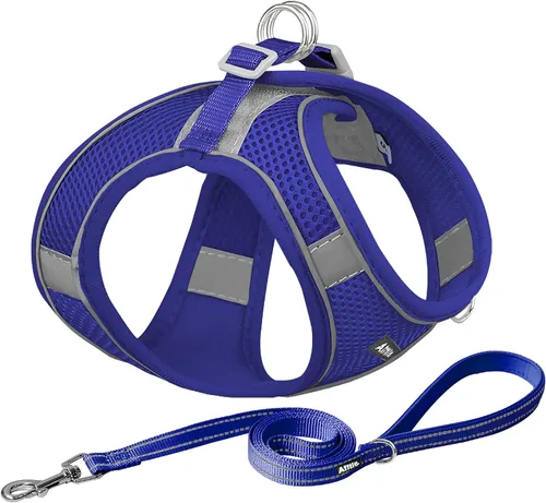 Vista 13 de AIITLE Arnés para perro, arnés sin tirones con correa, chaleco reflectante ajustable para perro, arnés para gatos a prueba de escape, caminar al