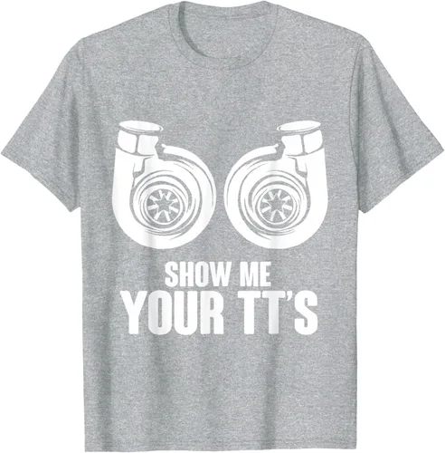 Vista 34 de Funny Show Me Your TT's Twin Turbo Car Racing Camiseta, Negro, S