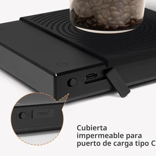 Vista 4 de Báscula de Café TIMEMORE Basic 2.0, Báscula Electrónica de Espresso con Tasa de Flujo de Agua y Función de Temporizador, Cambio Gratuito