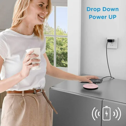 Vista 9 de Cargador inalámbrico de 15 W rosa rápido compatible con T-Mobile REVVL 7 PRO 5G, almohadilla de carga delgada de carga rápida