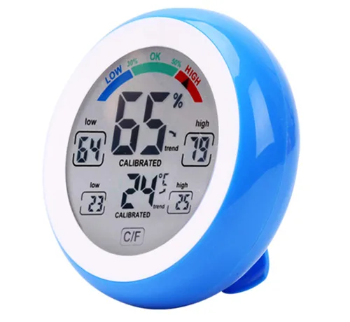 Vista 7 de Higrómetro de termómetro para interiores y exteriores,Medidor electrónico inalámbrico de humedad de temperatura,Pantalla táctil redonda Termómetro