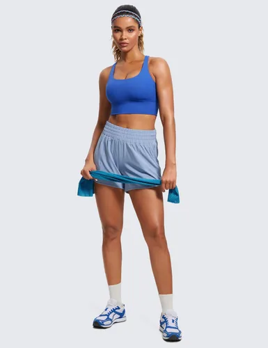 Vista 3 de CRZ YOGA Brasier deportivo con tirantes delgados para mujer, sin varillas, con relleno cruzado y acolchado, para entrenamiento, yoga