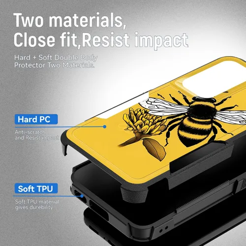 Vista 109 de Funda para Galaxy A14 5G, resistente de doble capa híbrida de policarbonato duro, goma suave, a prueba de golpes, funda protectora resistente