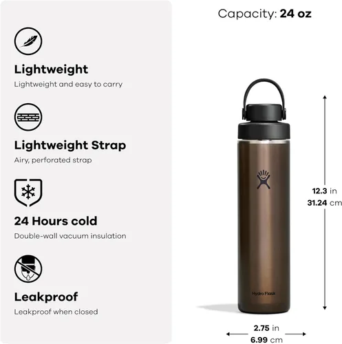 Vista 3 de Hydro Flask Tapa de pico flexible ancha y ligera - Botella de agua aislada de acero inoxidable de 24 onzas, azul zafiro Sapphire Blue