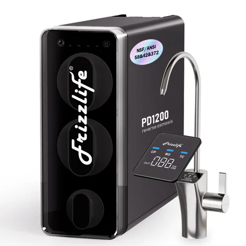 Vista 10 de Frizzlife Filtro de agua de ósmosis inversa 1000GPD, estándar NSF/ANSI 58&53&42&372, sistema de ósmosis inversa mineral alcalino pH+, RO sin tanque