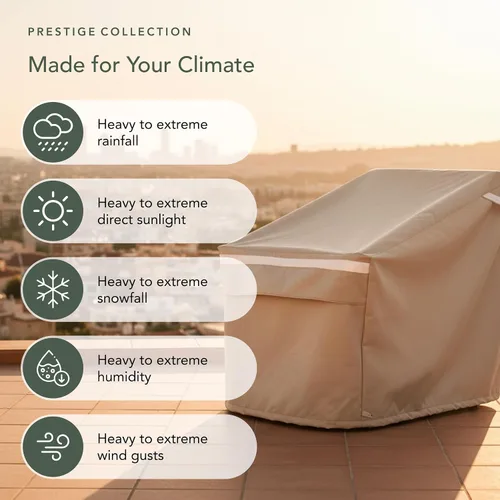 Vista 9 de Covermates Prestige - Funda para silla de exterior, 900D resistente al agua, protección para muebles de patio con dobladillo con cordón, correas