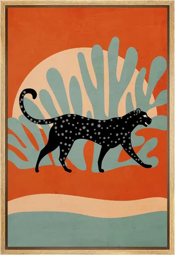 Vista 40 de SIGNWIN Lienzo enmarcado para pared, decoración de habitación preparada, guepardo africano, gato, caricatura, dibujos de naturaleza, animales
