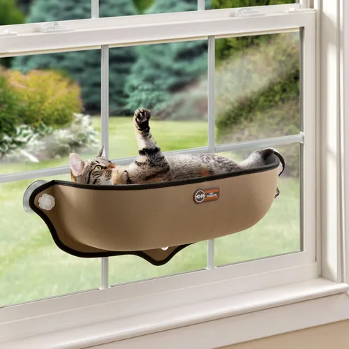 Vista 10 de K&H - Cama perca para ventana de gato, cara de gatito EZ Mount 27x11x6