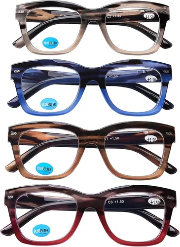 Vista 11 de AQWANO - Paquete de 3 gafas de lectura para hombres 2.0, lectores de computadora con bloqueo de luz azul, lectores cuadrados grandes