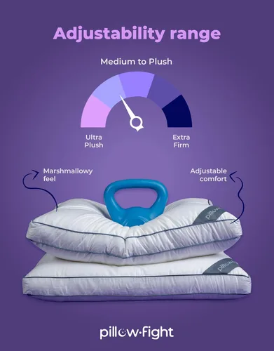 Vista 3 de Pillow Fight Almohada de cama alternativa de plumón premium, tamaño Queen/estándar, lujosa y ajustable, almohada refrescante para personas que