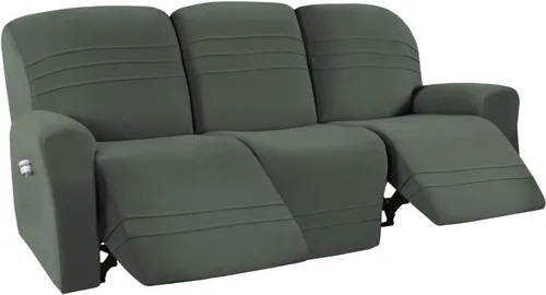 Vista 14 de Juego de fundas elásticas para sofá reclinable de 5 piezas, funda ajustada para sofás reclinables de 3 cojines, tela ultrasuave, lavable a máquina