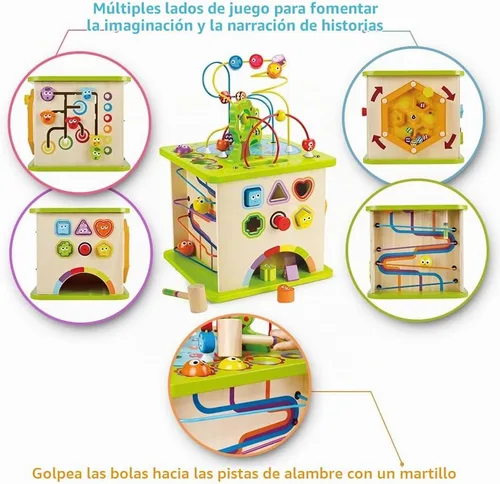 Vista 3 de Cubo de actividades para niños Hape bichos de ciudad, madera