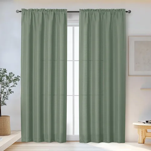 Vista 47 de OWENIE Bob Juego de 2 Paneles de Cortinas Negras de Cocina para Ventanas de 36 Pulgadas de Largo, Cortinas Cortas de Café con Textura de Lino