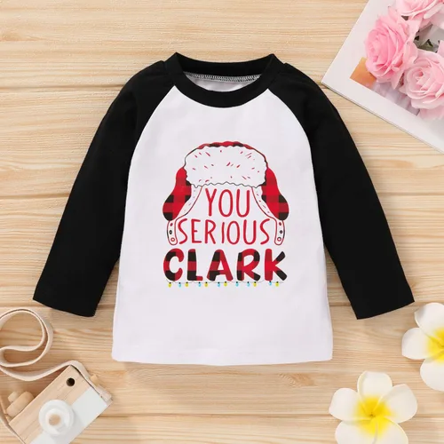 Vista 2 de JEELLIGULAR Camiseta de Navidad para niños y niñas, camiseta de manga larga con estampado de letras para bebés, ropa de festival de 6 meses a 5 años