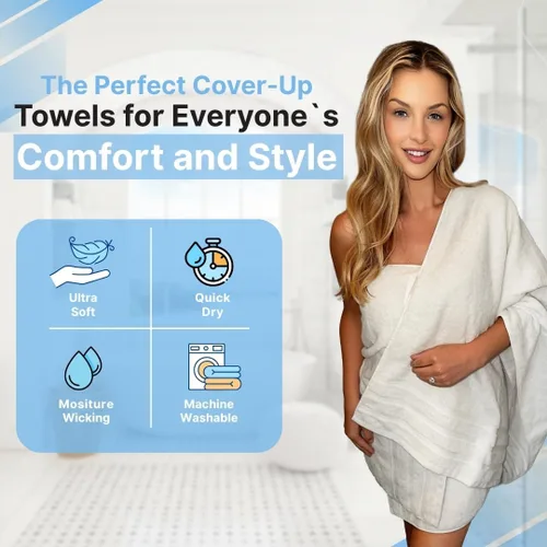 Vista 4 de Infinitee Xclusives Toallas de baño 100% de algodón hilado en anillo para Blanco brillante