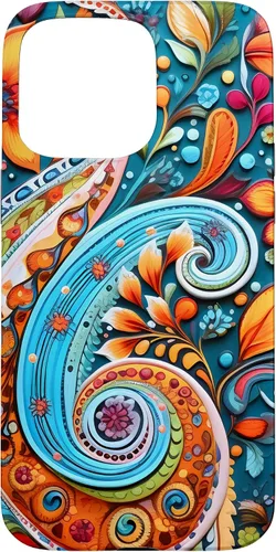 Vista 31 de Vivid Blue and Orange Paisley Floral Art Case for iPhone 17