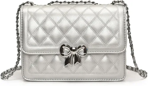 Vista 23 de Travistar Bolsos cruzados para mujer, bolsos pequeños de piel sintética, bolso de hombro, bolso de noche, bolsos acolchados con correa de cadena