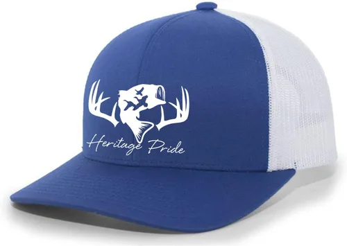 Vista 11 de Heritage Pride Sombrero de camionero de malla bordada para hombre de caza de pato de pesca de ciervos