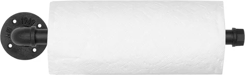 Vista 7 de MyGift Soporte para toallas de papel para debajo del gabinete, soporte para toallas de papel, montaje en pared, tubo industrial negro mate colgante