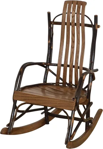 Vista 4 de Mecedora pequeña de roble teñido natural y nogal Amish para niños Natural Finish