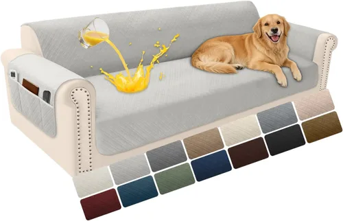 Vista 24 de Fundas de terciopelo 100% impermeables para sofá biplaza, fundas lavables para sofá de 2 plazas, fundas de sofá aptas para mascotas, protector