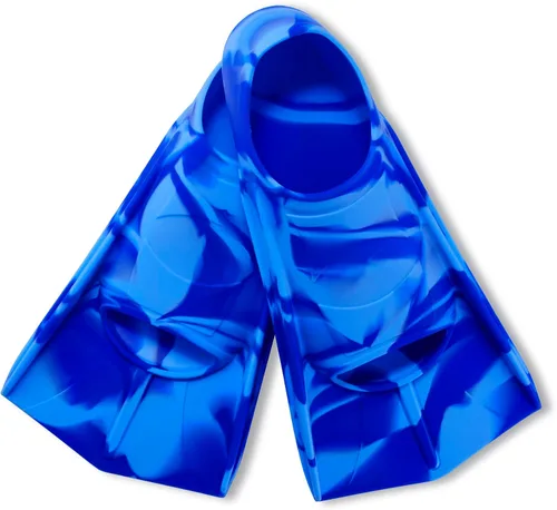 Vista 22 de Aletas de natación para niños, aletas cortas para jóvenes, aletas de entrenamiento de natación para natación de regazo, para niños y niñas Arcoíris-B