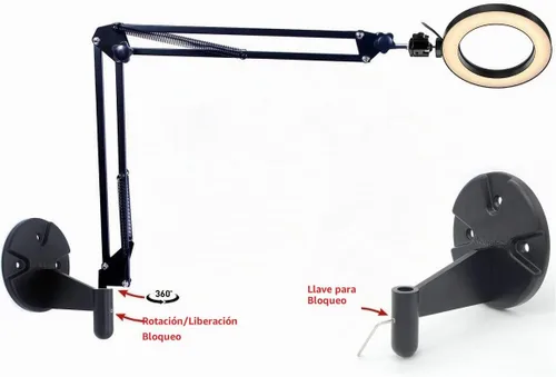 Vista 6 de Kit de luz de anillo de escritorio y pared, anillo de luz USB de 6 pulgadas con soporte de montaje para YouTube, tareas, manualidades, arquitecto