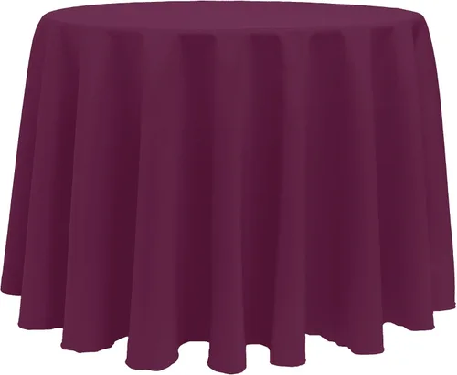 Vista 32 de ULTIMATE TEXTILE Mantel redondo de lino de poliéster de 120 pulgadas, color rosa neón