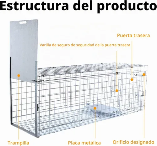 Vista 5 de Timaze 57" Large Foldable Humane Live Animal Trap Cage Jaula plegable resistente para trampa de animales, adecuada para perros grandes, zorros