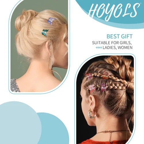 Vista 4 de Hoyols Pinzas de mariposa para adolescentes y adultos, accesorios de mariposas de los años 90 para mujeres, lindo clip de garra para el cabello