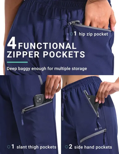 Vista 20 de BVVU Pantalones cargo capri de senderismo para mujer, ligeros, de secado rápido, pantalones deportivos impermeables para exteriores, pantalones
