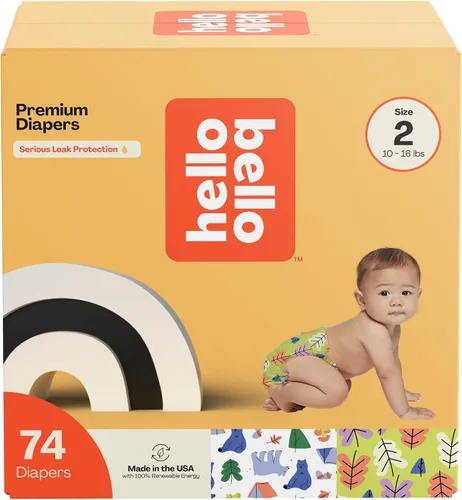 Vista 19 de Hello Bello Pañales Premium Talla 1, Diseños Balloon Buddies y Crosshatch Cuties, Caja Club de 82