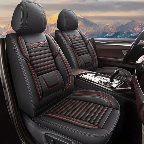 Vista 11 de Fundas de asiento delantero para Chevy/Chevrolet Bolt 2013-2020: fundas de asiento de cuero transpirables e impermeables (2 asientos, beige)