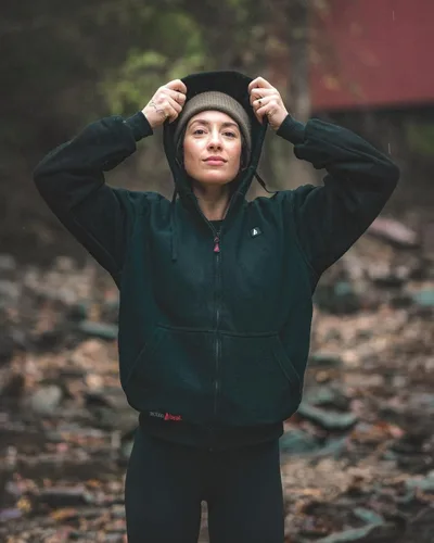 Vista 4 de ActionHeat Sudadera con capucha recargable con batería de 5 V, unisex, sudadera con capucha de calefacción con operación táctil, sistema