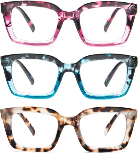 Vista 7 de DXYXYO Blue Light Blocking Reading Glasses for Women Oversized Computer Readers Retro Fashion Square
