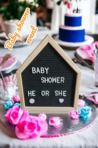 Vista 3 de Tablero de letras con forma de casa de madera de roble premium con dos juegos de letras y emojis, decoración ideal para el hogar y anuncio de bebé