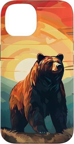Vista 4 de Funda para iPhone 11 Bear Retro Sunset Forest Spirit Animal