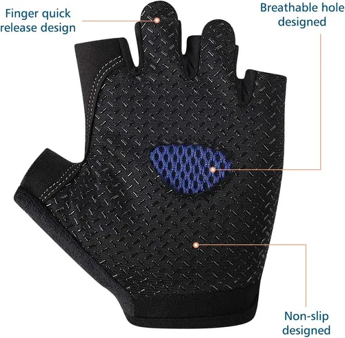 Vista 4 de Accmor Guantes de ciclismo para hombres y mujeres, guantes de ciclismo de medio dedo, guantes de bicicleta de carretera MTB, guantes antideslizantes