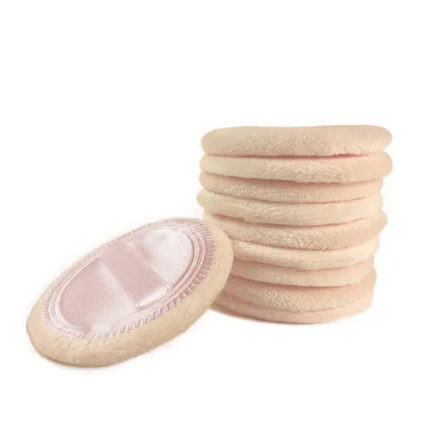 Vista 5 de 10 piezas de almohadillas de algodón para maquillaje en polvo con cinta LOOKSEVEN, para polvo suelto y base, 6 cm (Beige)