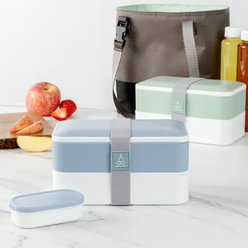 Vista 9 de Restaurantware -Bento Tek - Lonchera apilable de 40.5 onzas, 1 contenedor reutilizable para adultos – con utensilios, taza de salsa incluida, caja