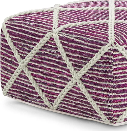 Vista 6 de SIMPLIHOME Cowan Puf cuadrado contemporáneo en telar magenta y natural tejido para la sala de estar, el dormitorio y la habitación de los niños