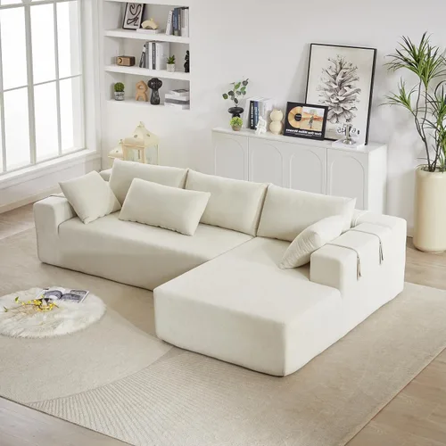 Vista 13 de Sofá modular de 108 pulgadas, sofá modular convertible para sala de estar y dormitorio, moderno juego de sofá modular tapizado de felpilla, sofás