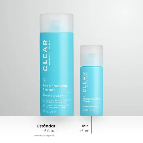 Vista 6 de Paula's Choice CLEAR Limpiador facial normalizador de poros, lavado facial diario para acné, limpiador facial de ácido salicílico para poros