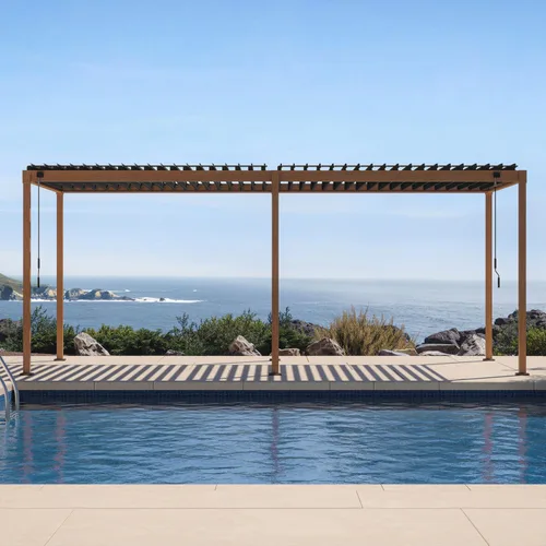 Vista 14 de Mirador 111S - Pérgola con listones redondeada de 10 pies x 10 pies, estructura completa de aluminio, techo ajustable, para exterior, duradera