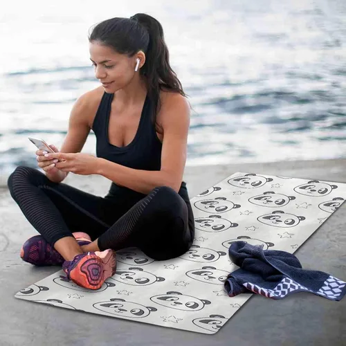 Vista 6 de Cute Star Panda Pattern Thin Yoga Mat with Bag, Non Slip Fitness Workout Mat, Foldable Suede Rubber Yoga Mat for Yoga Pilates and Fitness, 70.8" L x