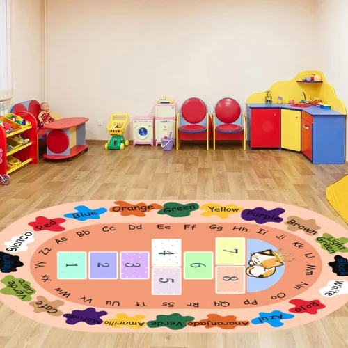 Vista 2 de ABC & 123 - Alfombra de aprendizaje para niños de 5 x 7 pies, alfombra de reconocimiento de color y números, alfombrilla educativa antideslizante
