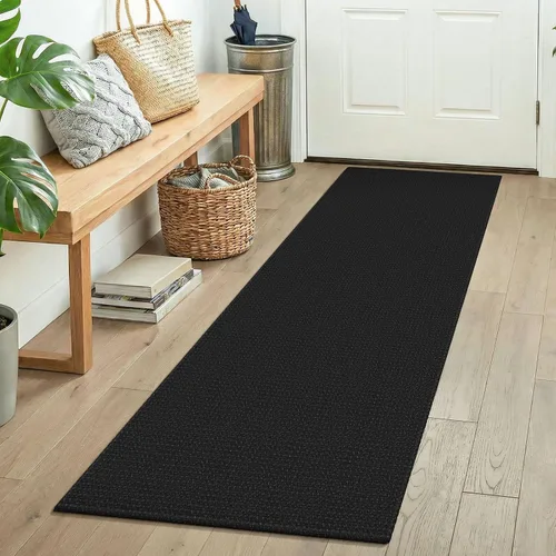 Vista 93 de KOZYFLY - Tapete para puerta de interior, lavable, pequeña, antideslizante, con respaldo de goma, felpudo de algodón para el hogar, color negro