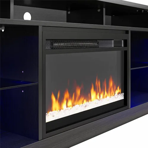 Vista 7 de Ameriwood Home Luna - Soporte de TV con chimenea para televisores de hasta 65 pulgadas, calentador eléctrico reemplazable, control remoto Roble negro